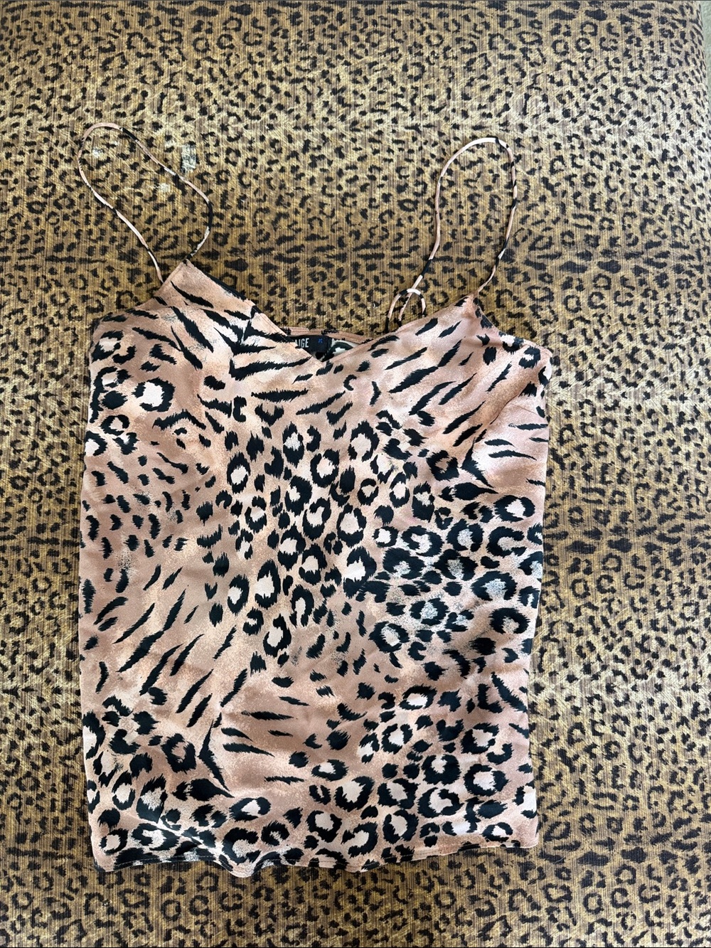 PAIGE Leopard Print Satin Cami - Tan & Black